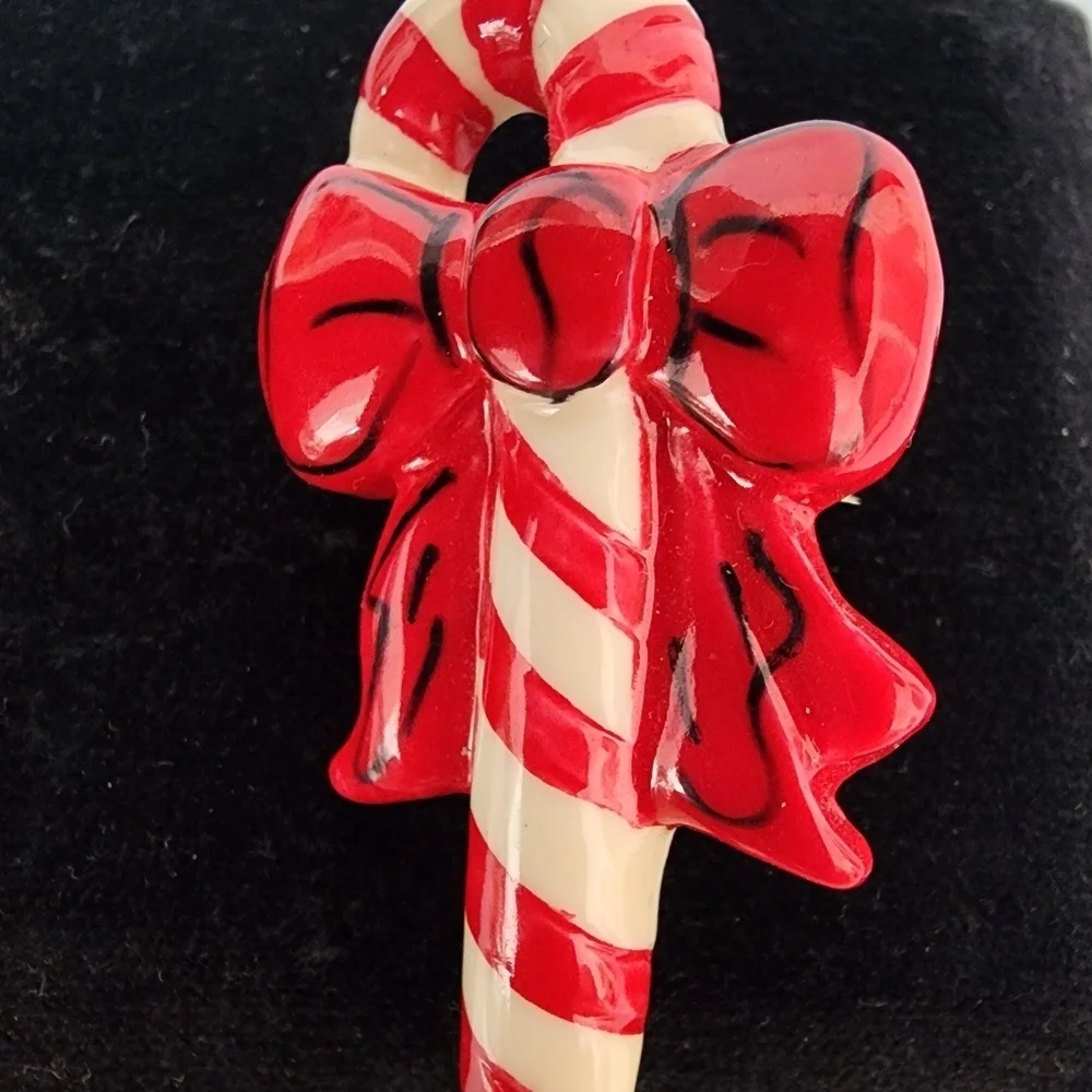 Red and White Candy Cane Brooch